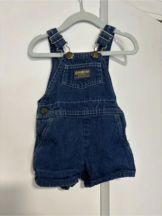 Vintage OshKosh B'gosh overall Denim Shortall Romper 6-9 months baby boy