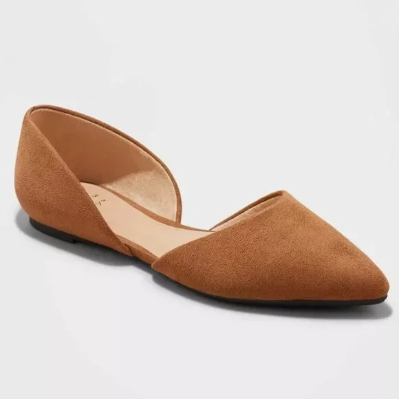 A New Day NWT SZ7 Julie Ballet Flats Cognac Closet Staple Academia Timeless Chic