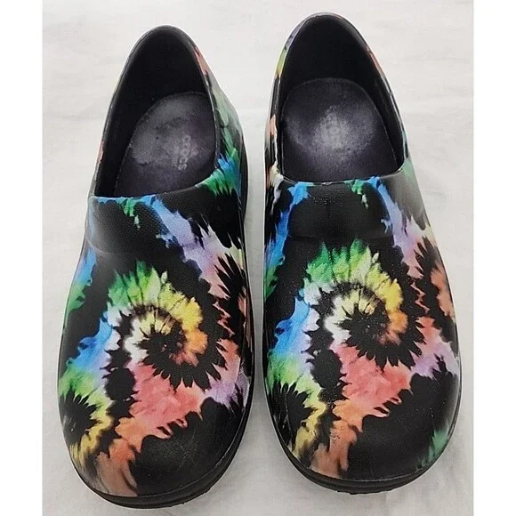 Shoes Crocs Neria Pro II Work Clogs Tie Dye Slip Resistant 205385 Womens Size 8