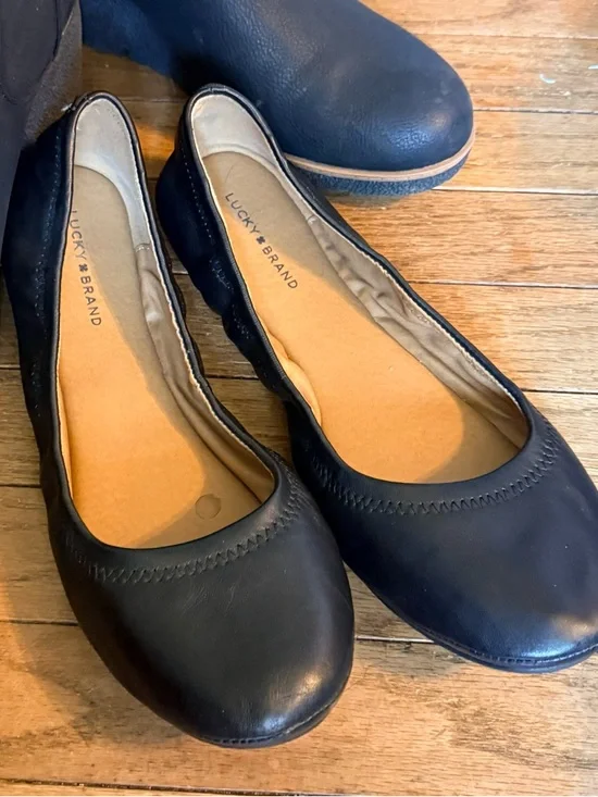 Lucky Brand Black Leather Ballet Flats