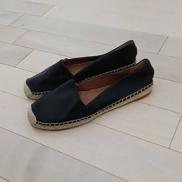 Halogen Women's Leather Woven Casual Loafer Shoes Black Size 8M