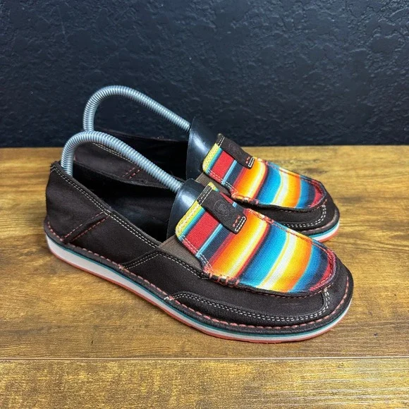 Ariat Cruiser 10021153 Brown Serape Leather Textile Loafer Shoes Womens Size 8B