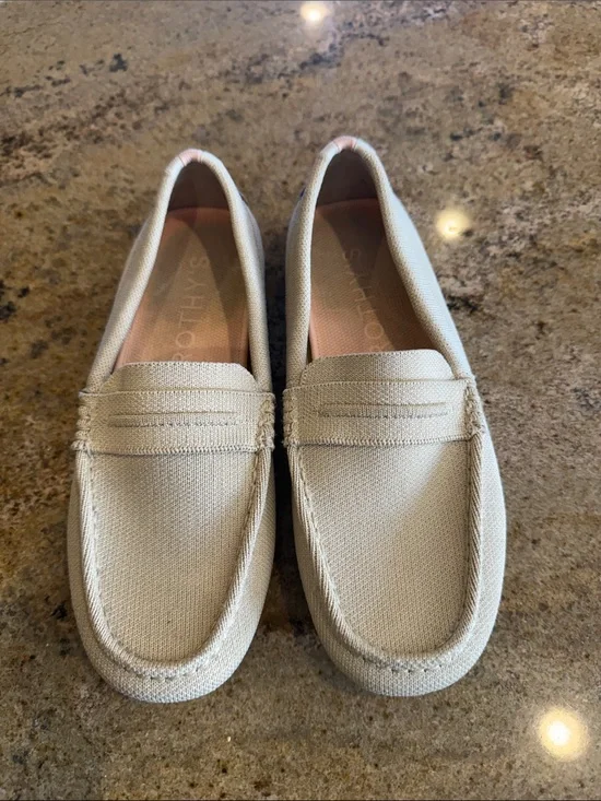 Rothy's Canvas Penny Loafers in Light Beige