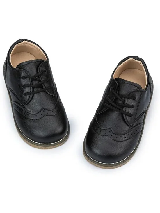 Stylish Toddler Dress Shoes for Boys & Girls - PU Leather Lace-Up Oxfords