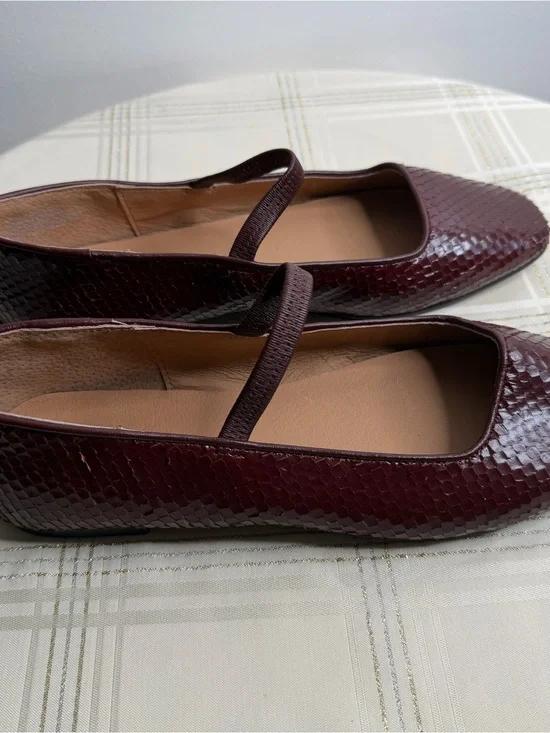 Madewell Women's Burgundy Faux-Snakeskin Mary Jane Flats