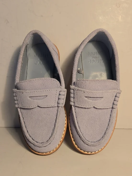 Janie and Jack Frosty Blue Suede Penny Loafers | Toddler Size 7