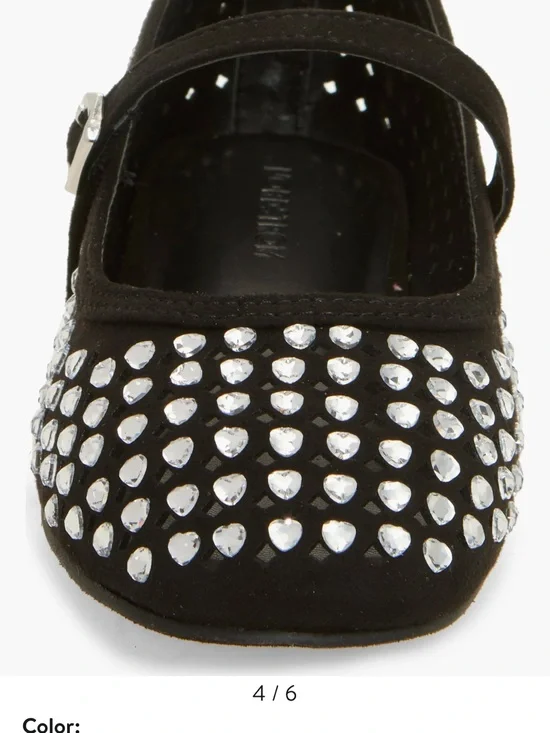 NWT Nordstrom Kids Farrah Jeweled Mary Jane Black Flats