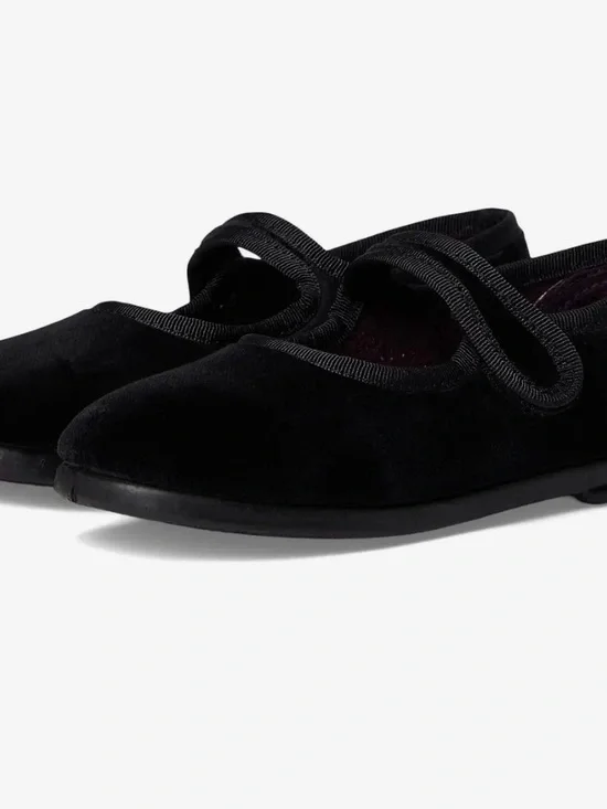 Cienta Girls Black Velvet Mary Jane Flats