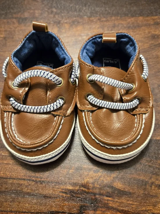 Carter's Brown Leather-Look Baby Boat Shoes 0-3 Months
