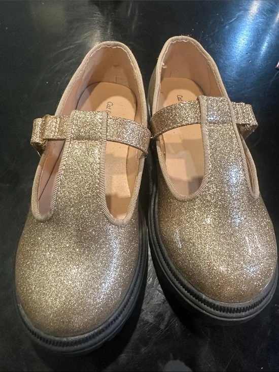 Cat & Jack Girls' Glitter Mary Jane Shoes - Gold