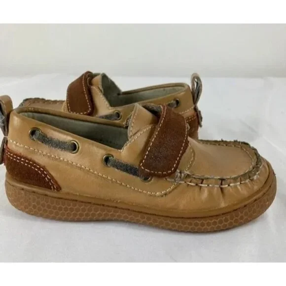 Boys Livie & Luca Cobbler Collection Leather Boat Shoes Brown 10‎