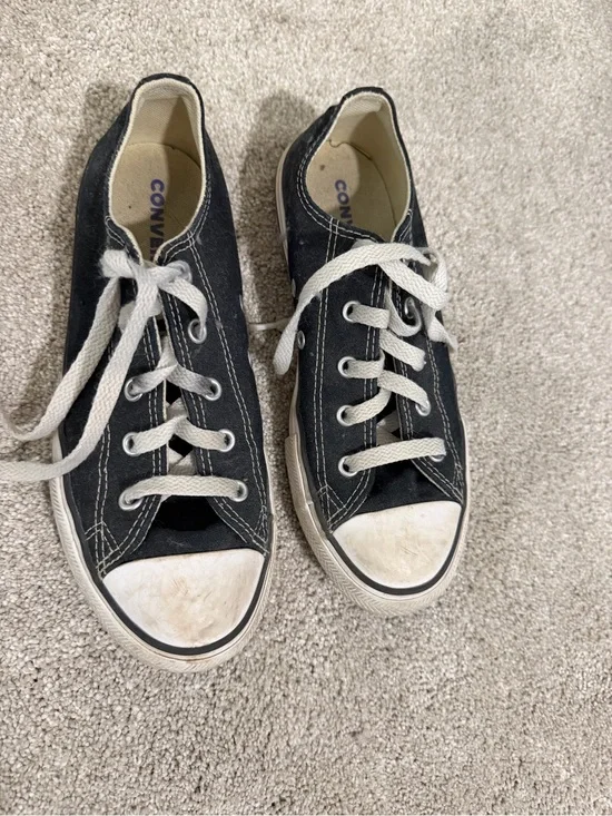 Converse Kids Black Canvas Low-Top Sneakers with White Accents