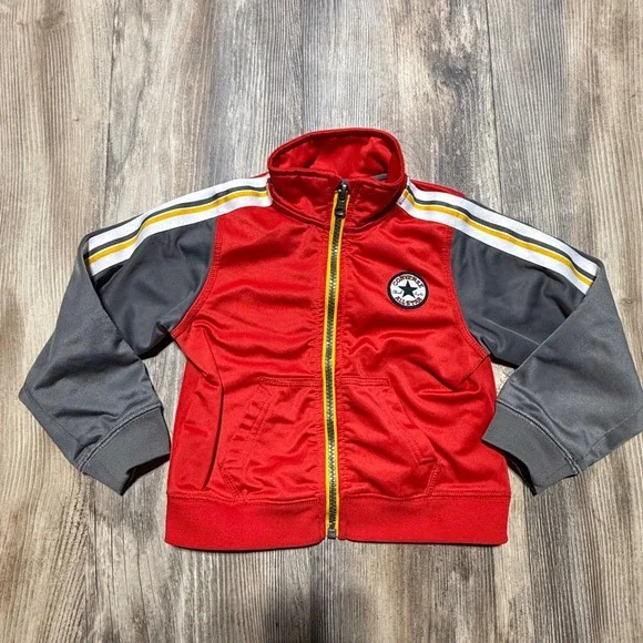 Streetwear Converse Track Jacket Red Grey Stripe Skatecore 2T