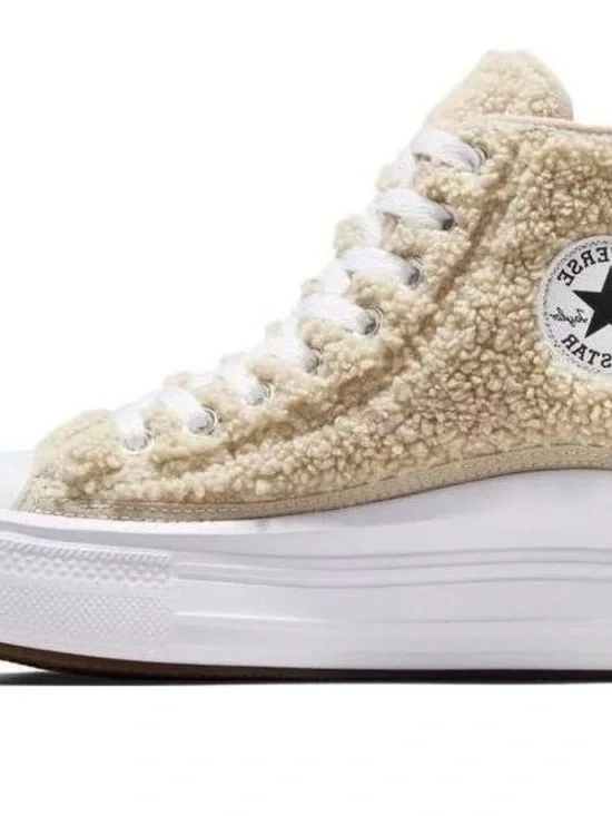Converse Sherpa High-Top Sneakers in Cream and White