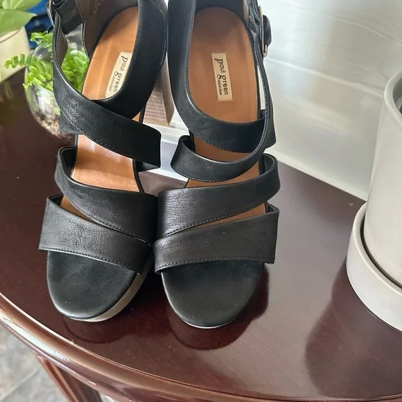 Paul Green Black Heels with Modern Straps