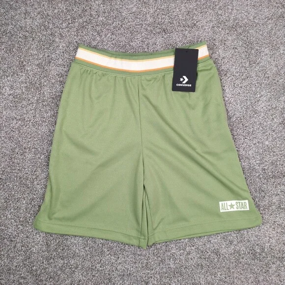 Converse Shorts Boys Youth Large Green Knit Basketball Athletic Perforated NWT