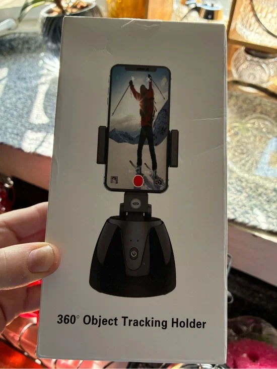 Black 360° Auto-Tracking Phone Mount with Single-Button Control