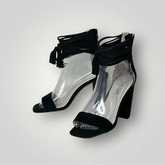 Jeffrey Campbell Formosa Black Velvet Strappy Heeled Sandals‎ Women's Sz. 7.5