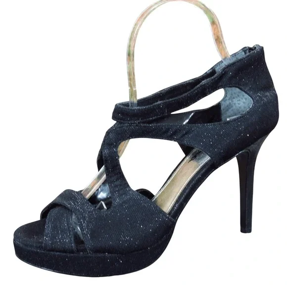 Touch of Nina‎ Women Heel Size 8 Evening Wedding Formal Shimmer Black Fabric
