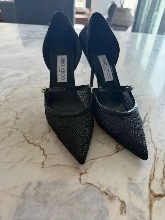 Jimmy Choo Black Pointed Mary Jane Heels