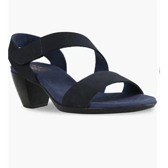 Munro Lucia Sandals Blue Nubuck Straps Low Cone Heels Women Comfort Size 11M