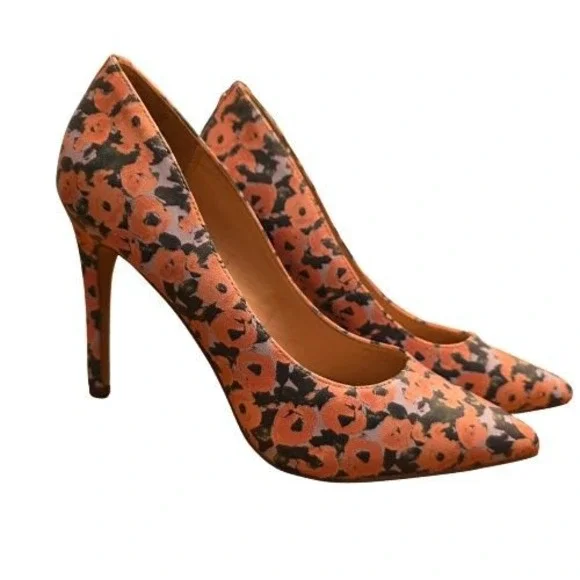 BCBG Floral Print Pointed Toe Pumps Pink Green 3