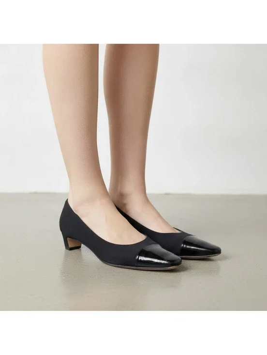 Salvatore Ferragamo Black Cap-Toe Heels 6.5 B