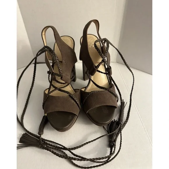 Vince Camuto Shoes Womens Size 6.5M VC-Kaelena Platform Heels Suede‎ Lace Up
