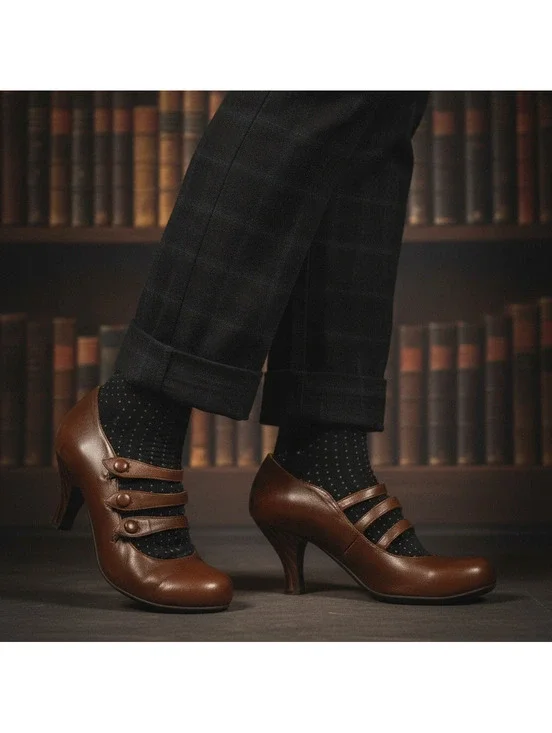 VINTAGE 40s VIBE! Jeffrey Campbell Ibiza Mary Jane Heels Sz 7.5