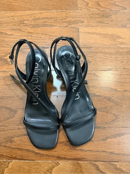 Calvin Klein Black Strappy Ankle-Heel Sandals