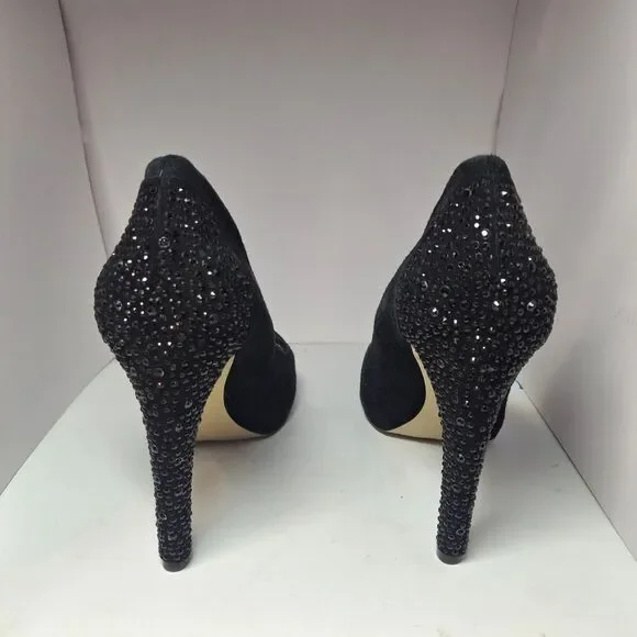 Nine West Black Crystal-Studded Stilettos