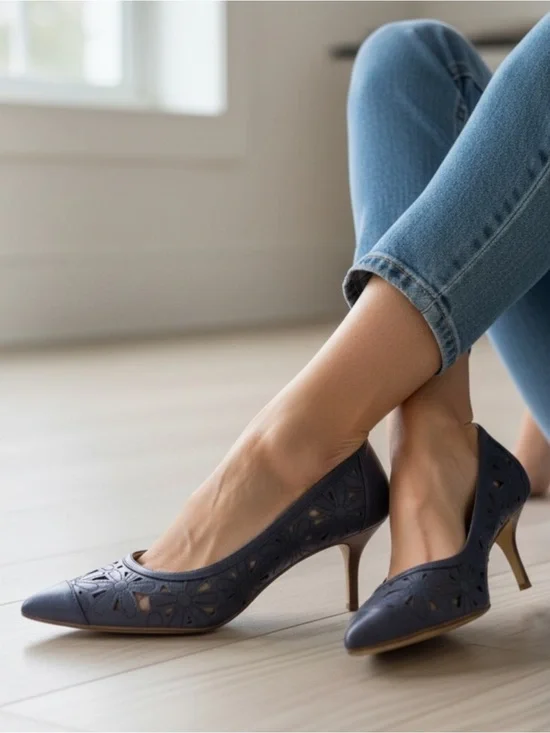 Adrienne Vittadini Dark Lilac Colored (Grayish Purple) Leather Heels