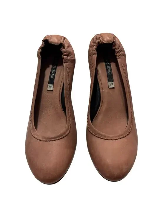 Alberto Fermani Italy Leather Low Heel Pumps 8.5 EU 39 Cognac Tan 2.5” Heel