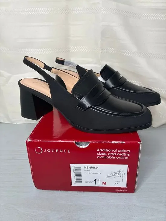 Journee Collection Henrika Moc Toe Square Toe Pumps Black Size 11M