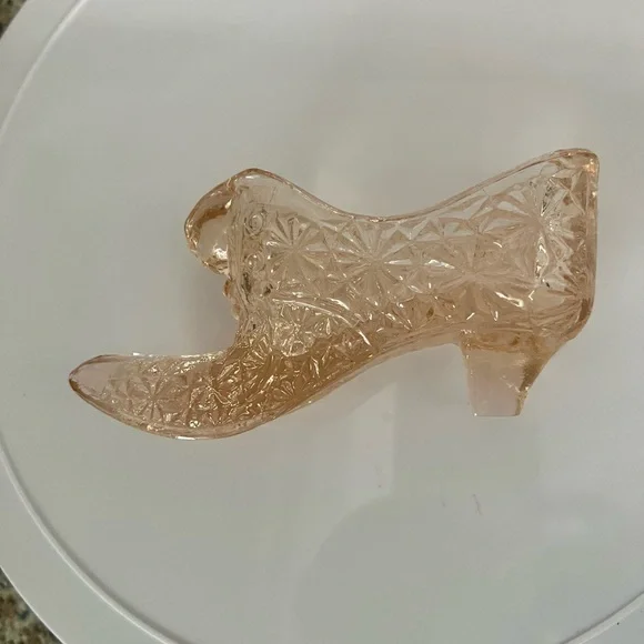 Vintage Pink Glass Shoe