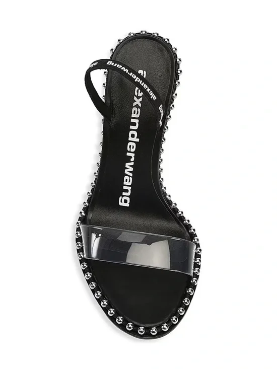 Alexander Wang Black Clear-Strap Studded Slide Sandal