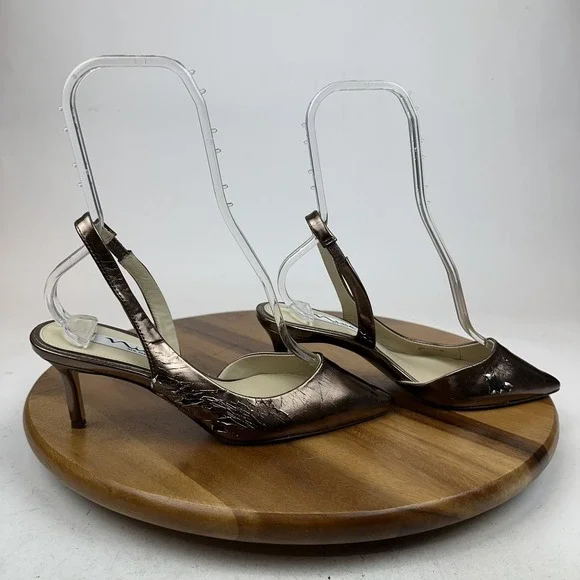 Womens Nina Nina60s Bronze Metallic Leather Slingback‎ d'Orsay Pumps Size 8.5 M