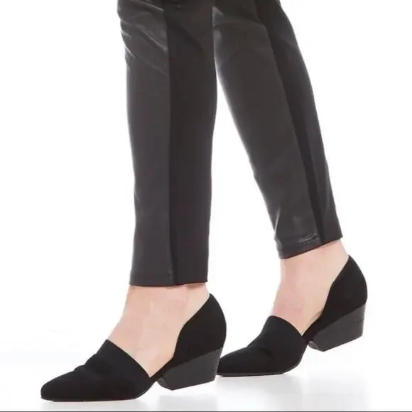 Eileen Fisher Hilly Wedge D’Orsay Black Suede Wedge Pumps Sz 7