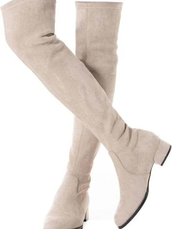 Stylish Over the Knee Suede Boots | Thigh High Block Heels | Winter Comfort