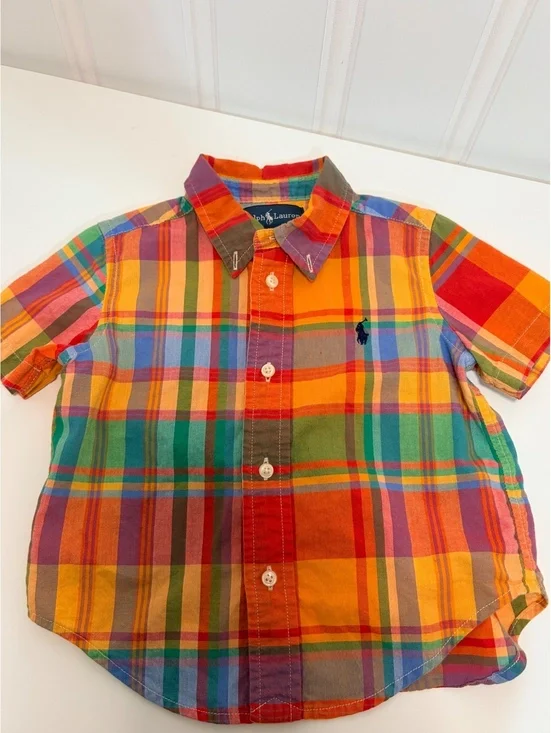 Ralph Lauren Polo Colorful Short Sleeve Button Up 18M 100% Cotton