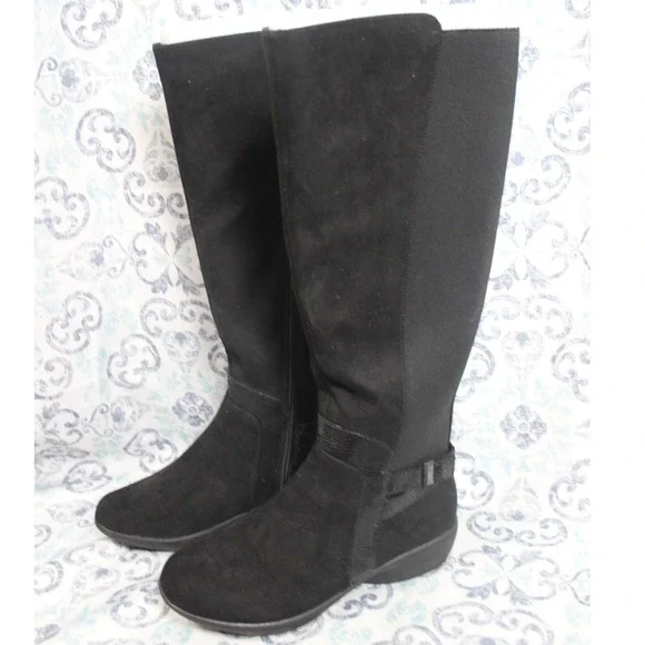 Karen Scott Black Suede Stretch Tall‎ Boots Knee High Casual Comfort Size 6
