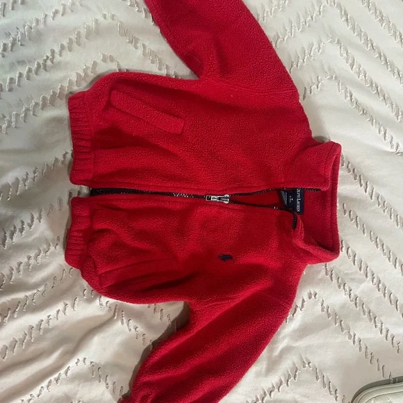 Red Fleece Jacket with Logo