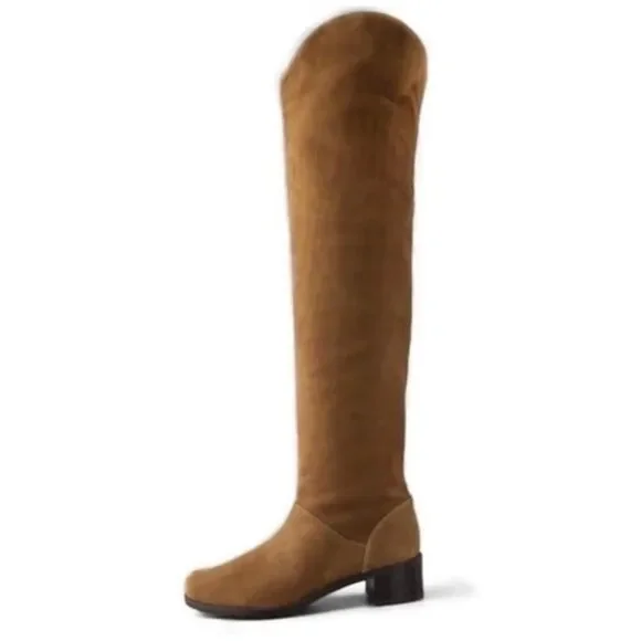 Stuart Weitzman Camel Suede OTK Pull-On Boots Sz 8.5