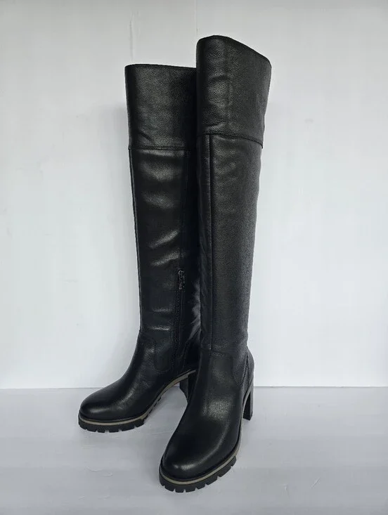 Vince Camuto Dasemma Women's 6/36.5 EU Over-The-Knee Black Leather Heeled Boots