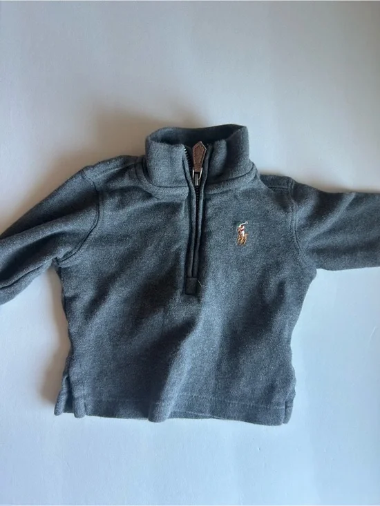 Ralph Lauren Infant Grey Quarter-Zip Fleece Pullover