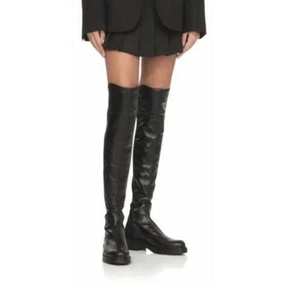 Stuart Weitzman Celia Over The Knee Boots Size 7 Black Nappa Leather