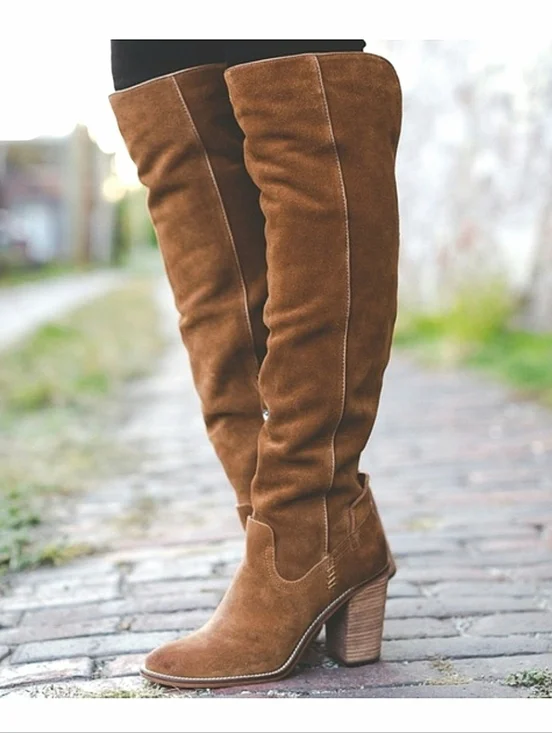 Dolce Vita Ohanna Over The Knee Riding Boots US 10 Brown Suede OTK Heeled Boots