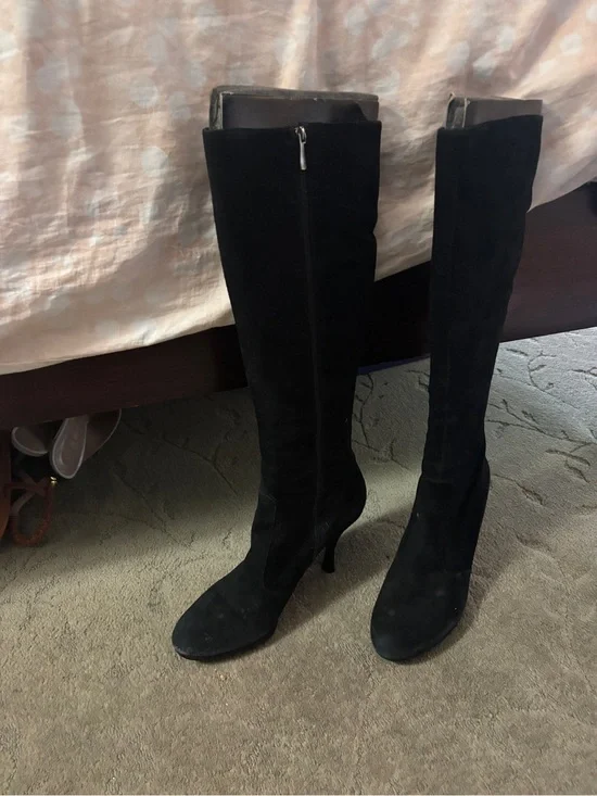 Via Spiga Black Over-the-Knee Suede Boots