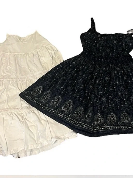 Ralph Lauren Girls 2 PC Summer Set Dress Paisley Print in Black/Blue and Cream
