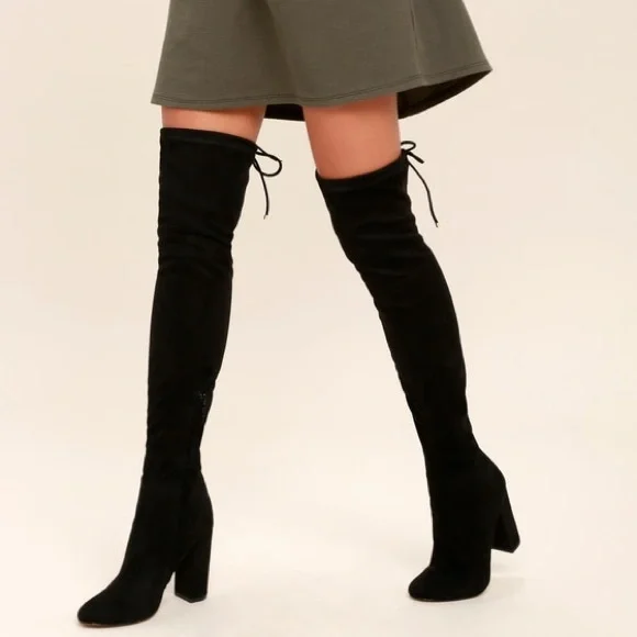 Lulu's Black Thigh High Boots - Size 6